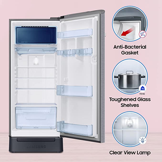 Samsung 215 L 4 Star Digi-Touch Cool, Digital Inverter Direct Cool Single Door Refrigerator (RR23C2F24S8/HL, Silver, Elegant Inox, Base Stand with Drawer 2023 Model) Samsung 215 L 4 Star Digi-Touch Cool, Digital Inverter Direct Cool Single Door Refrigerator (RR23C2F24S8/HL, Silver, Elegant Inox, Base Stand with Drawer 2023 Model)